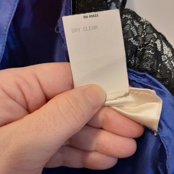 Vtg 7 GUNNE SAX Jessica McClintock Lace Prom Dress Party Gown Blue/Black DAMAGED - Picture 9 of 13